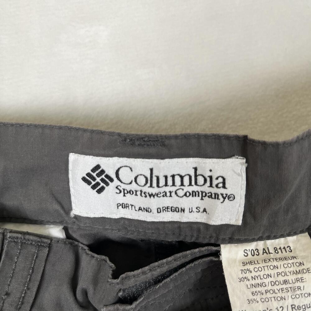 Vintage Columbia Convertible Pants Womens 12 Gray Hiking Outdoor Travel Zip Off - Picture 3 of 9